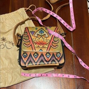 Anuschka Vibrant Orange and Blue Crossbody Bag